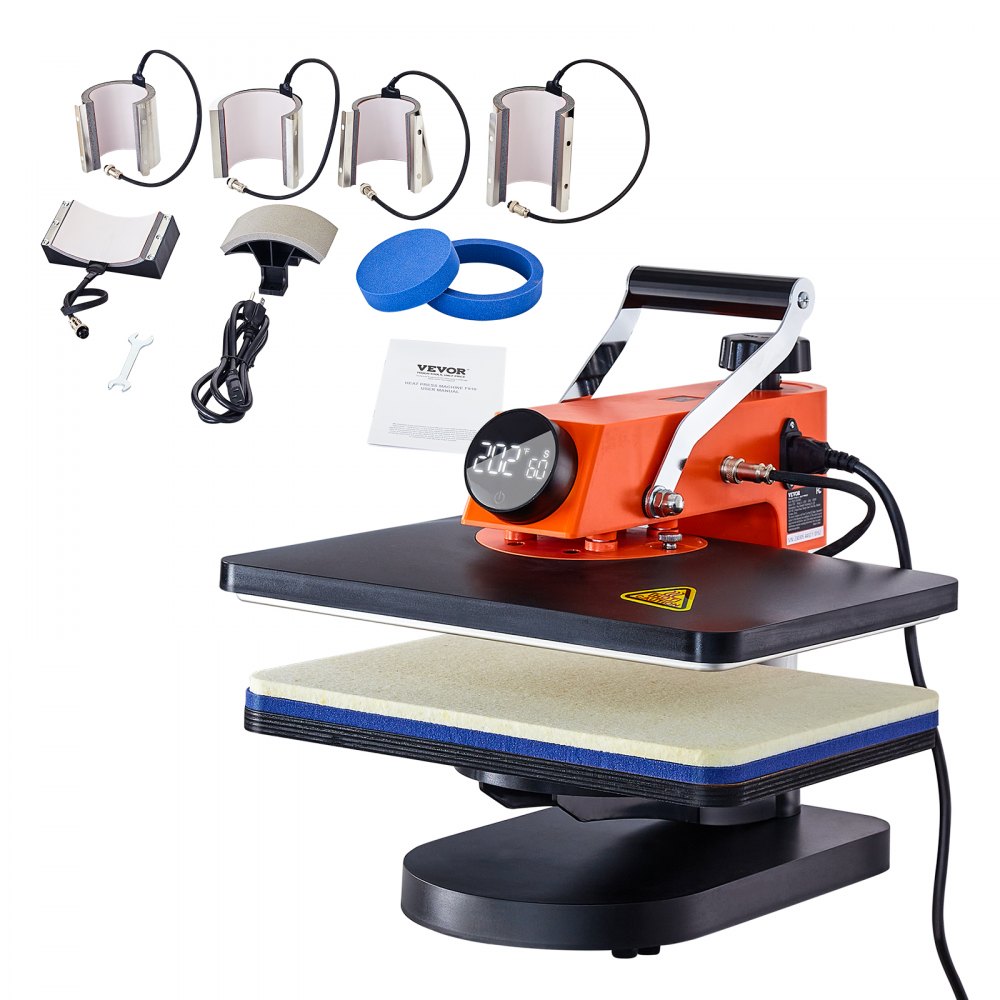 VEVOR Máquina de prensa de calor VEVOR – Máquina de sublimación de prensa  de calor 8 en 1 para camisetas/sombreros/tazas/proyectos de transferencia  de calor, prensa de calor multifunción de 12 x 15